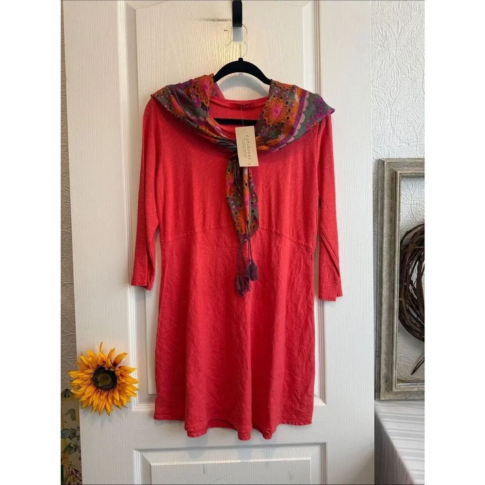 Cut•Loose Pinky/Peach Tunic & Scarf - M - Both NWT